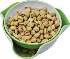 double party pedestal serving dish, inside green - southern homewares - for peanuts, pistachios, fruits, candy, and snacks