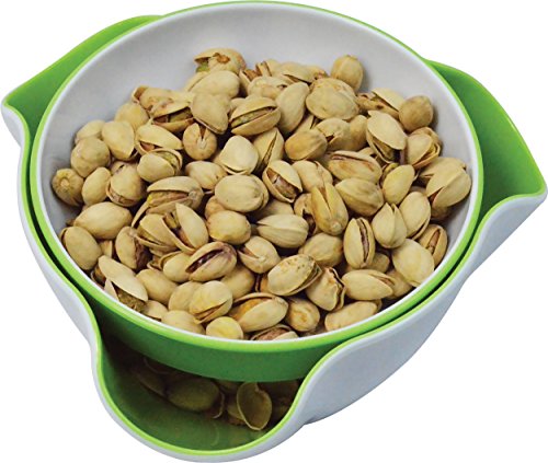 Double Party Pedestal Serving Dish, Inside Green - Southern Homewares - For Peanuts, Pistachios, Fruits, Candy, and Snacks