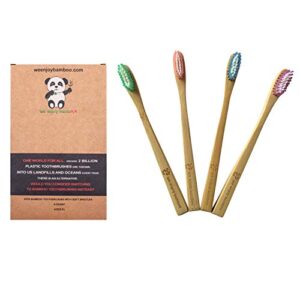 natural organic eco friendly bamboo toothbrush kids soft nylon bristles, bpa free, promote responsible dental care (4- pack)