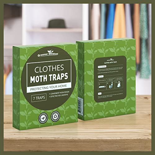 Greener Mindset Clothes Moth Traps 7-Pack - Capture Clothing Closets, Carpets & Wool - Webbing & Case-Bearing