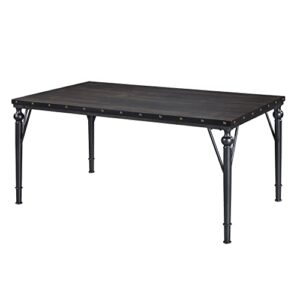 roundhill furniture biony wood and metal dining table with nailhead trim