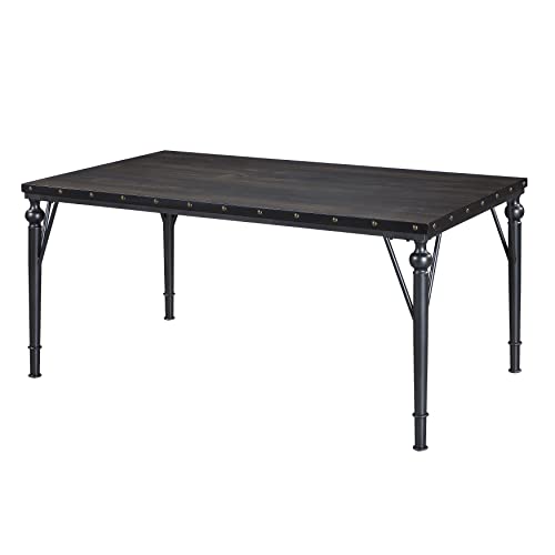 Roundhill Furniture Biony Wood and Metal Dining Table with Nailhead Trim