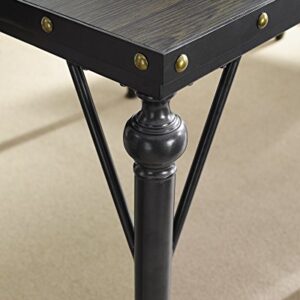 Roundhill Furniture Biony Wood and Metal Dining Table with Nailhead Trim