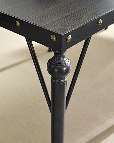 Roundhill Furniture Biony Wood and Metal Dining Table with Nailhead Trim