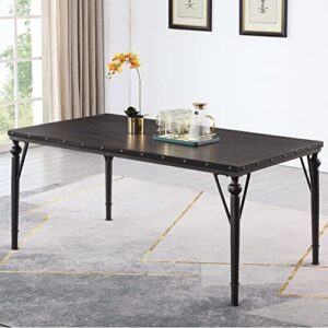 Roundhill Furniture Biony Wood and Metal Dining Table with Nailhead Trim