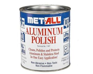 met-all aluminum stainless steel polish cleans polishes in one easy waxing 32oz + extra large microfiber polishing cloth