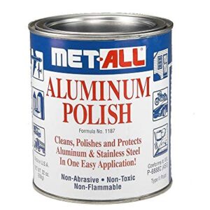 met-all Aluminum Stainless Steel Polish Cleans Polishes in One Easy Waxing 32oz + Extra Large Microfiber Polishing Cloth