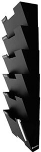 black wall mount hanging file holder organizer 6 pack | durable steel rack, solid, sturdy & wide | for letters, files, magazines & more | organize the desktop, declutter your office - nozzco
