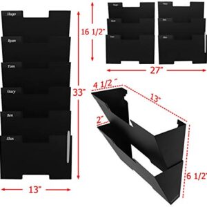 Black Wall Mount Hanging File Holder Organizer 6 Pack | Durable Steel Rack, Solid, Sturdy & Wide | for Letters, Files, Magazines & More | Organize The Desktop, Declutter Your Office - Nozzco