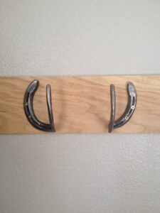 rustic horseshoe towel hooks for bathrooms, key holder for wall, coat rack wall mount - half hook hanger - 2 hooks 2 nails - the heritage forge