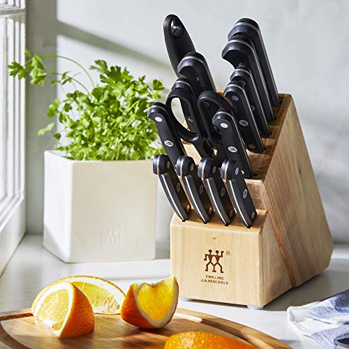 HENCKELS ZWILLING J.A. Henckels Zwilling gourmet 14-pc knife block set, 3.15 Pound, Black/Stainless Steel