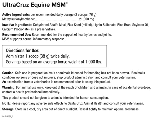 UltraCruz Equine MSM Joint Supplement for Horses, 10 lb, Pellet (60 Day Supply)