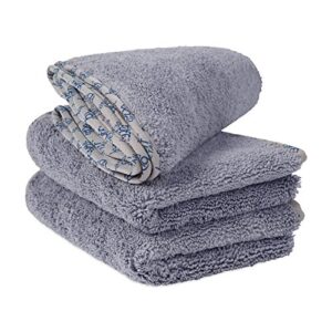 mw pro microfiber auto detailing towels (16" x 24") - 550 gsm microfiber car towels for washing drying waxing buffing polishing (3 pack, gray)