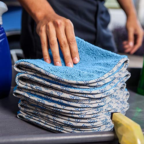 MW Pro Microfiber Auto Detailing Towels (16" x 16") - 550 GSM Microfiber Car Towels for Washing Drying Waxing Buffing Polishing (6 Pack, Blue)