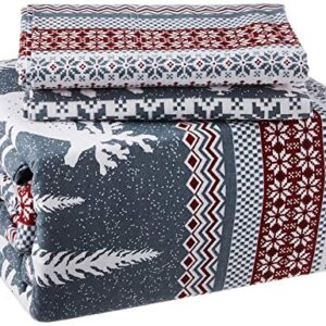 Tribeca Living WIRE170SHEETQU Winter Reindeer Flannel Deep Pocket Sheet Set, 3pieces, Queen