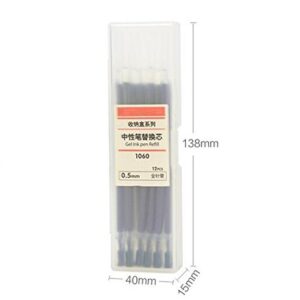 Chris.W Gel Ink Pen Refills Smile Counter Pen, 0.5mm Extra Fine Tip, Black Ink - Pack of 12Pcs Refills w/a Clear Storage Box