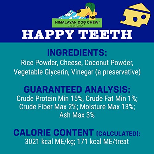 Himalayan Dog Chew Happy Teeth Yak Cheese Dog Chews Dental Chews, 100% Natural, Long Lasting, Gluten Free, Healthy & Safe Dog Treats for Oral Health, Lactose & Grain Free, Protein Rich, 2 Chews