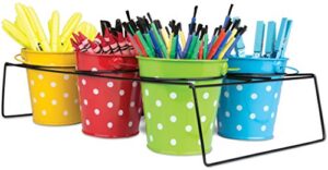 teacher created resources polka dot buckets & caddy set, (9487)