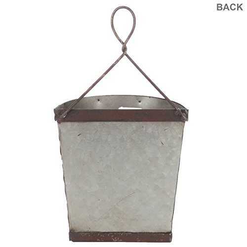 Hobby Lobby Galvanized Metal Slotted Vented Tin Olive Bucket Wall Pocket with Hanger Works For Plants