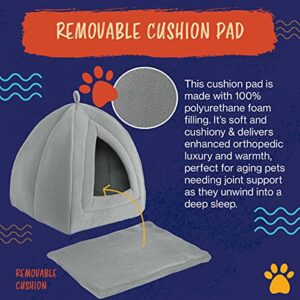 Cat House - Indoor Bed with Removable Foam Cushion - Pet Tent for Puppies, Rabbits, Guinea Pigs, Hedgehogs, and Other Small Animals by PETMAKER (Gray)