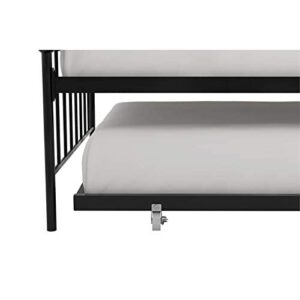 Novogratz Bright Pop Twin Metal Daybed and Trundle, Stylish & Multifunctional, Built-in Casters, Black