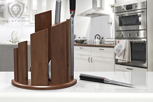 Dalstrong Magnetic Knife Block - Holds 12 Piece - 'Dragon Spire' - Premium Double-Sided Walnut Block Holder and Stand - Display Stand - Professional Kitchen Set