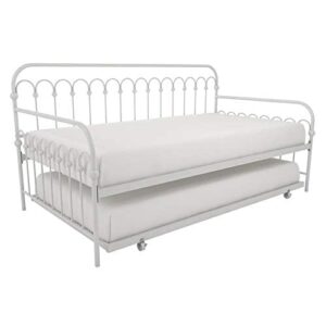 novogratz bright pop twin metal daybed and trundle, stylish & multifunctional, built-in casters, white
