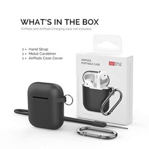 AhaStyle AirPods Case Cover Plus Hand Strap Silicone Protective Case Cover Accessories Compatible with Apple AirPods 2 & 1 for Man Wonen Girls(Black)