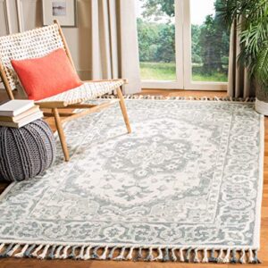 safavieh aspen collection 7' square grey / light grey apn122a handmade boho braided tassel wool area rug