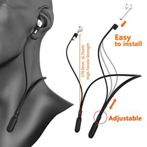 GOGOSODU Compatible Airpods Strap, Silicone Anti-Lost Wire Cable Connector Sports Neckband Compatible for Airpods Pro 2nd/ Airpods Pro 1st/ Airpods 3, 2, 1, Black