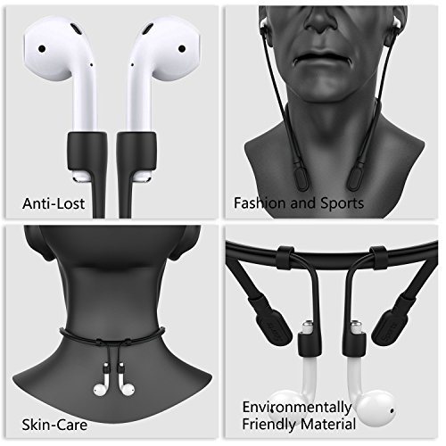 GOGOSODU Compatible Airpods Strap, Silicone Anti-Lost Wire Cable Connector Sports Neckband Compatible for Airpods Pro 2nd/ Airpods Pro 1st/ Airpods 3, 2, 1, Black