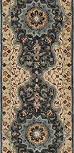 SAFAVIEH Heritage Collection Runner Rug - 2'3" x 8', Creme & Black, Handmade Traditional Oriental Wool, Ideal for High Traffic Areas in Living Room, Bedroom (HG918A)