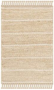 safavieh natural fiber collection accent rug - 2' x 3', ivory & ivory, handmade tassel jute, ideal for high traffic areas in entryway, living room, bedroom (nf550b)
