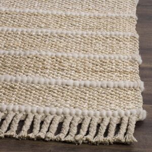 SAFAVIEH Natural Fiber Collection Accent Rug - 2' x 3', Ivory & Ivory, Handmade Tassel Jute, Ideal for High Traffic Areas in Entryway, Living Room, Bedroom (NF550B)