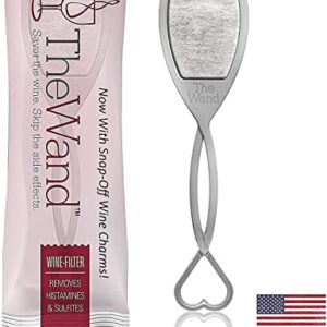 PureWine Wand Filters Histamines and Sulfites - May Reduce and Alleviate Wine Allergies & Sensitivities - Purifier Aerates Wine Restore Taste & Purity - Includes Wine Glass Accessory