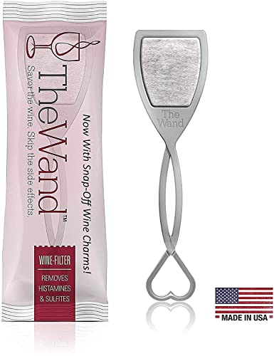 PureWine Wand Filters Histamines and Sulfites - May Reduce and Alleviate Wine Allergies & Sensitivities - Purifier Aerates Wine Restore Taste & Purity - Includes Wine Glass Accessory