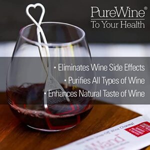 PureWine Wand Filters Histamines and Sulfites - May Reduce and Alleviate Wine Allergies & Sensitivities - Purifier Aerates Wine Restore Taste & Purity - Includes Wine Glass Accessory