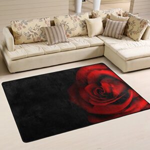 u life vintage floral red rose black large area rug runner floor mat carpet for entrance way doorway living room bedroom kitchen office 36 x 24 & 72 x 48 inch 3 x 2 & 6 x 4 feet