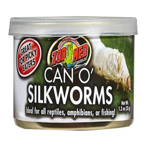 zoo med can o' silkworms bearded dragon food, 1.2 oz.