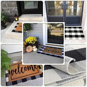 Winwinplus Buffalo Plaid Check Rug 23.6 x 35.4 Inches Cotton Washable Woven Checkered Indoor/Outdoor Rugs for Doorway/Living Room/Kitchen/Front Porch Layered Door Mat Decor/Farmhouse, Black and White