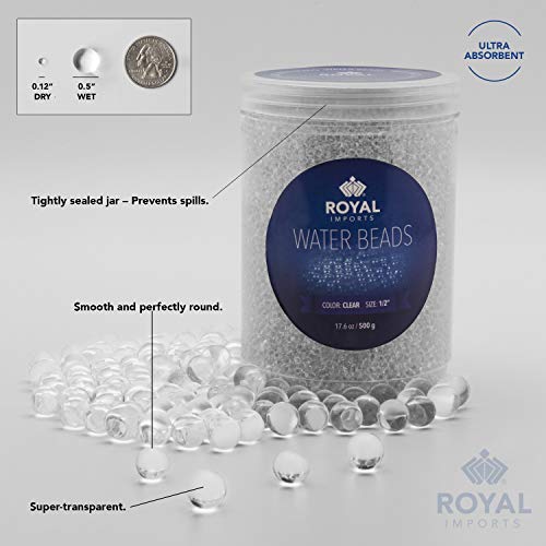 Royal Imports Water Beads Vase Filler, 1 lbs - 75,000 Clear Gel Jelly Pearls Makes 16 Gallons for Centerpieces, Weddings, Parties, Decorations, Floral, Plants
