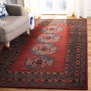 safavieh heritage collection accent rug - 4' x 6', red, handmade traditional oriental wool, ideal for high traffic areas in entryway, living room, bedroom (hg919q)