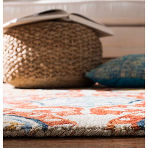 SAFAVIEH Aspen Collection Area Rug - 5' x 8', Beige & Rust, Handmade Boho Braided Tassel Wool, Ideal for High Traffic Areas in Living Room, Bedroom (APN217A)