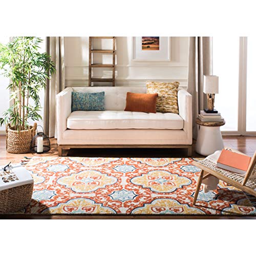 SAFAVIEH Aspen Collection Area Rug - 5' x 8', Beige & Rust, Handmade Boho Braided Tassel Wool, Ideal for High Traffic Areas in Living Room, Bedroom (APN217A)