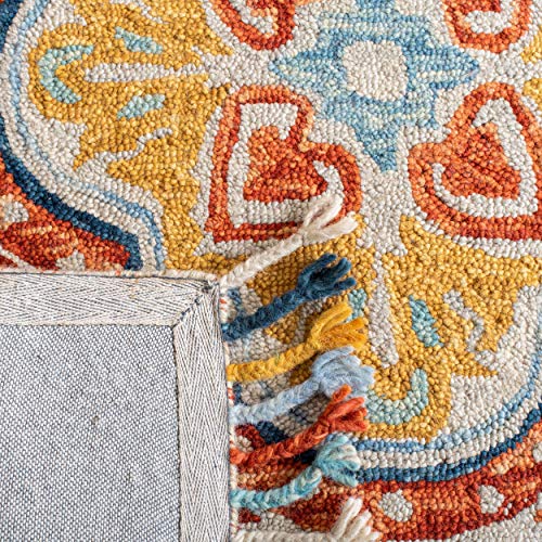 SAFAVIEH Aspen Collection Area Rug - 5' x 8', Beige & Rust, Handmade Boho Braided Tassel Wool, Ideal for High Traffic Areas in Living Room, Bedroom (APN217A)