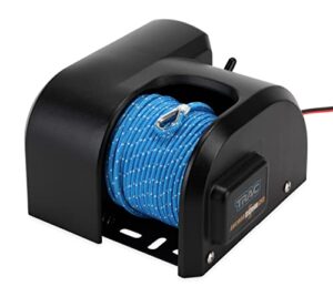 camco trac outdoors anchorzone 20 electric anchor winch | features a high-efficiency 12-volt dc all-steel gear motor, 100-feet of pre-wound braided rope, and has a max capacity of 20lbs (69000)