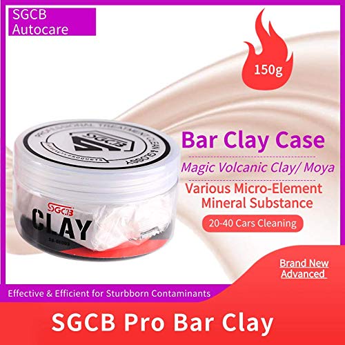 SGCB Pro Car Clay Bar Auto Detailing, 150g/ 5.3oz Moya Heavy Grade Auto Magic Clay Bar Case Jar Cleaner Powerful Grime Contamination Oxidation Remover Iron Powder Bird Droppings Absorption Capacity