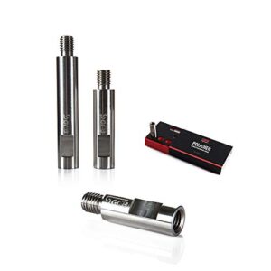 sgcb ultra stainless steel mini rotary extension shaft set of 3, powerful stable performance 5/8” thread interconnectable 70mm, 90mm, 120mm high hardness polisher buffer backing plate shaft extender