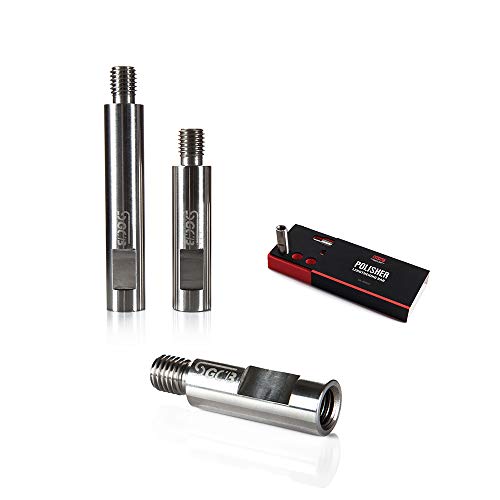 SGCB Ultra Stainless Steel Mini Rotary Extension Shaft Set of 3, Powerful Stable Performance 5/8” Thread Interconnectable 70mm, 90mm, 120mm High Hardness Polisher Buffer Backing Plate Shaft Extender