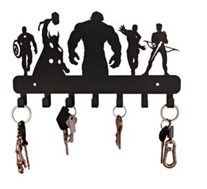 heavenlykraft superheros wall mounted metal key holder, key organizer, metal key hook, 10.6 x 7.5 x 1 inch